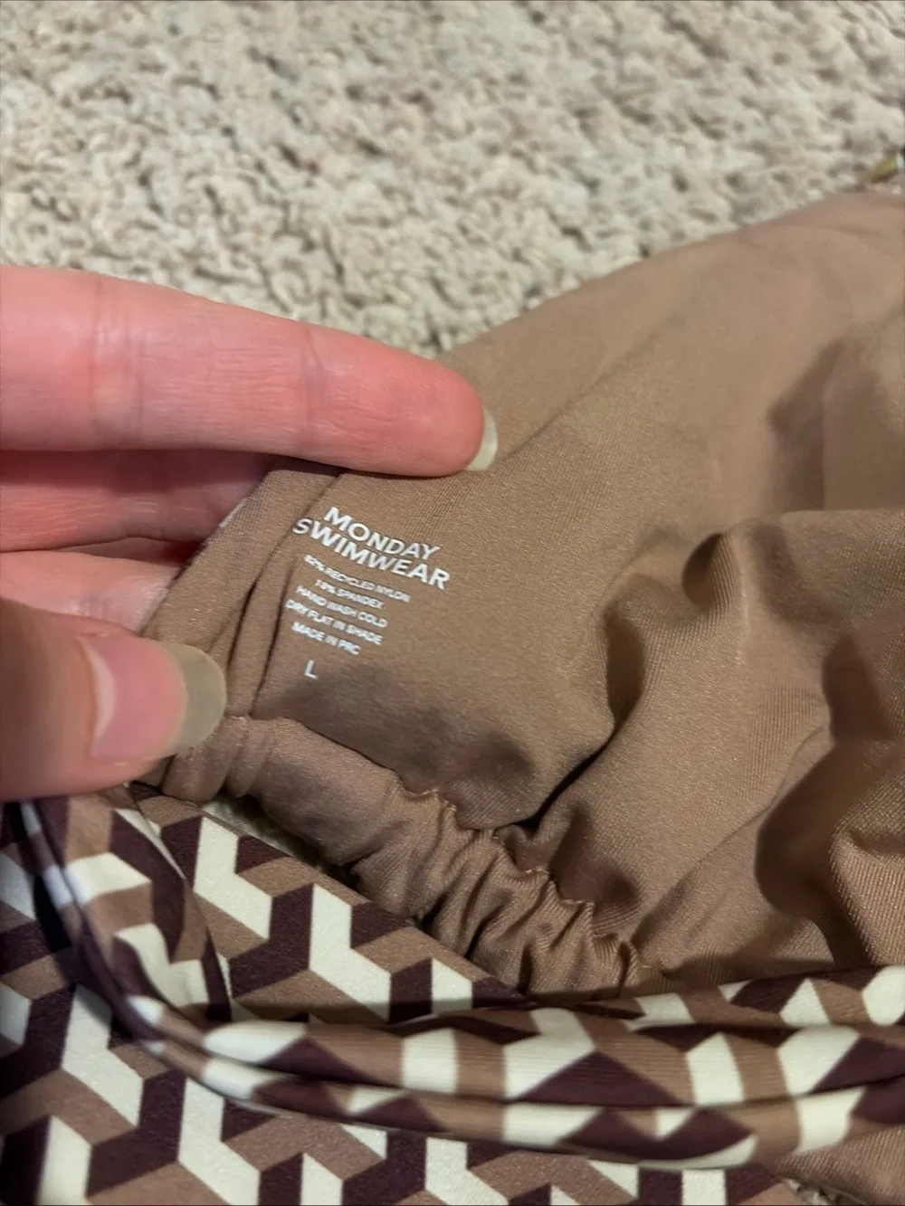 Monday Swimwear Morocco Top Sorrento Bottoms Brown Husk Geo Size Large